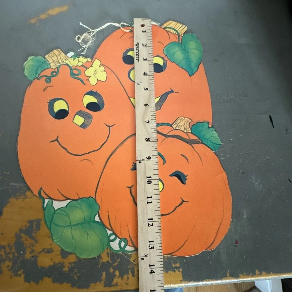 LOT 4 Vintage die cut pumpkin jack o lantern Halloween decoration paper ephemera